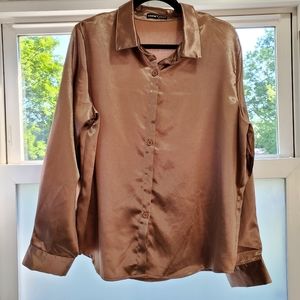 Button Front Satin Top